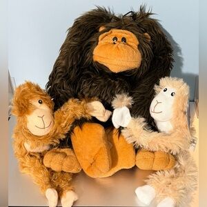 Large Plush Hanging Gorilla with Two Mini Hanging Monkeys Toys